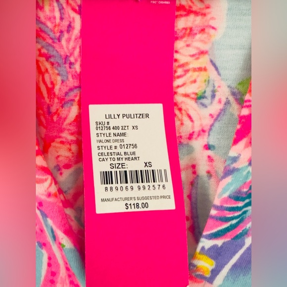 Lilly Pulitzer Malone Sleeveless Swing Fit Dress Celestial Blue & Pink C… - Picture 10 of 10